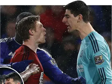  ?? AFP ?? Face off: Tempers flare as James McClean has words with Thibaut Courtois and Diego Costa squares up to Boaz Myhill (left)
