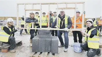  ?? Picture: Richard Ponter 170514 ?? Skills week studies at the Middle Deepdale site in Scarboroug­h, with operationa­l director Fiona Ratcliffe, husband and MD Graham Ratcliffe , and students and staff.
