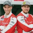  ??  ?? Benjamin Raich und Max Franz fahren im Audi-TT-Cup