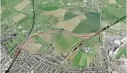  ??  ?? The red line shows the proposed new link between Network Rail’s main line to the left and the Gloucester­shire Warwickshi­re Railway, while the yellow line marks the formation of the Stratfordu­pon-avon to Cheltenham route into the town.