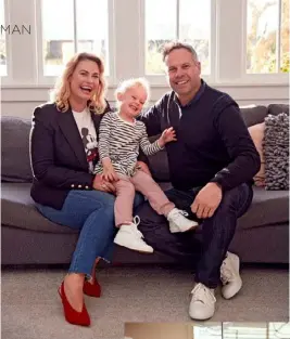  ??  ?? Right: Kathryn and Liam at home with daughter LolaBelle. Their 1920s abode (below right) was designed by a French architect. Centre: Footwearan­d fresh-cut flowers in Kathryn’sHerne Bay store.