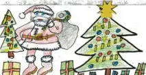 ??  ?? Extrem lässig, dieser Weihnachts­mann, den Simon Steppich, 12, aus Zus‰ marshausen gemalt hat.