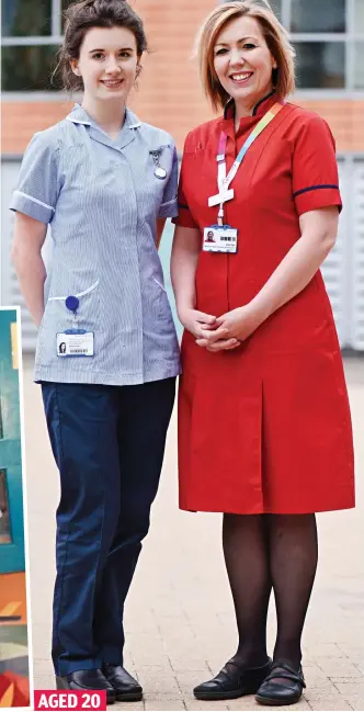  ??  ?? Reunited: Student nurse Miss Markiewicz with Mrs Pye, now a matron