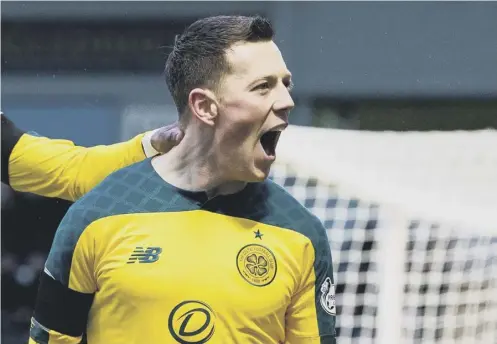  ??  ?? 0 Callum Mcgregor, celebratin­g his goal against St Mirren on Boxing Day, has become a great leader says Celtic manager Neil Lennon.