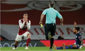  ??  ?? Arsenal’s Gabriel is sent off against Southampto­n, the club’s third red card in five Premier League games. Photograph: Tom Jenkins/The Guardian