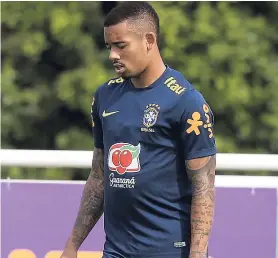  ?? AP ?? Brazil’s Gabriel Jesus stands by balls during a training session ahead of tomorrow’s friendly football match against Croatia, at the Enfield Training center, in London on Thursday.