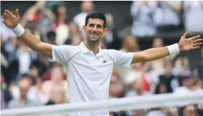  ?? EPA ?? Novak Djokovic celebrates after beating Matteo Berrettini at Wimbledon