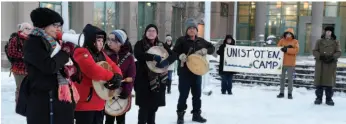  ?? CITIZEN PHOTO BY BRENT BRAATEN ?? Prince George was among several cities across Canada on Tuesday that saw protests against the arrests of 14 people at an Indigenous blockade southwest of Houston on Monday.