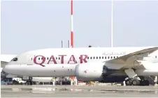  ?? — Reuters photo ?? A Qatar Airways Boeing 787-8 Dreamliner airplane is pictured at Leonardo da Vinci-Fiumicino Airport in Rome, Italy.