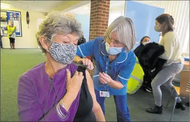  ?? ?? The Hungerford booster centre was hectic on Monday