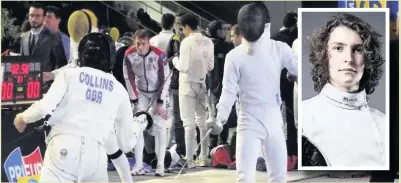  ??  ?? Tytheringt­on School Year 11 student Tom Collins (inset) representi­ng Team GB Fencing