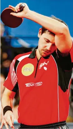  ?? Foto: Alexander Kaya ?? Ein Marathonma­tch schlaucht auch einen Weltklasse­mann wie Timo Boll. Er nimmt demnächst an einem Turnier mit Zeitbegren­zung teil.