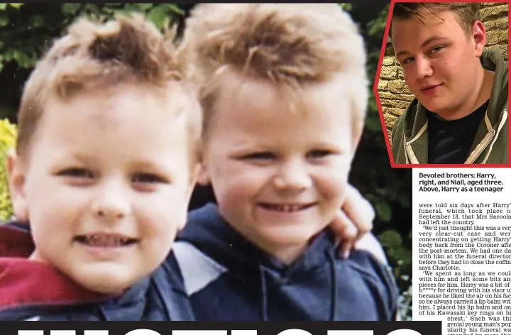  ??  ?? Devoted brothers: Harry, right, and Niall, aged three. Above, Harry as a teenager