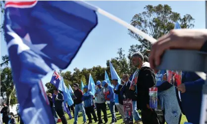  ?? Photograph: Sam Mooy/Getty Images ?? Rally in Canberra for Uyghur community: an Australian move to curb forced labour practices, including in Xinjiang, would loom as another potential flashpoint with China.