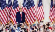  ?? Saul Martinez/new York Times ?? Former President Donald Trump greets supporters at Mar-a-lago after announcing he’d run again.