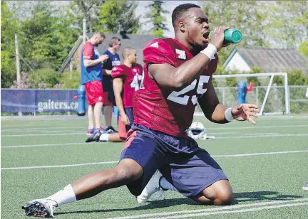  ?? PHOTO COURTESY OF MONTREAL ALOUETTES ?? Rookie Dondre Wright, a 5-foot-11, 205-pound defensive back, was drafted to play safety, but could also line up as a linebacker. Wright was considered by some to be the best run defender of all the defensive backs available in this year’s CFL draft.