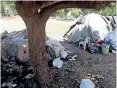  ?? ?? A GROUP of homeless people occupy a field in Baxter Street in Durbanvill­e.