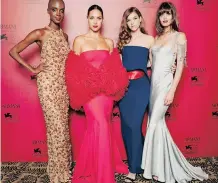  ??  ?? MADISIN Rian, Adria Arjona, Barbara Palvin and Greta Ferro at the Armani beauty dinner during the 78th Venice Film Festival