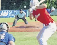  ?? Jim franco / special to the times union ?? in the independen­t Collegiate Baseball League, umpires work games solo and stand behind the pitcher’s mound to call balls and strikes instead of behind the catcher in order to maintain social distancing.