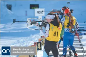  ??  ?? Les biathlètes se préparent pour une session de tirs. - Acadie Nouvelle: Jean-François Boisvert