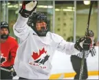  ?? ?? The Associated Press
Jade Iginla celebrates an assist during a women’s under-18 inter-squad game in Calgary, May 27.