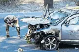  ?? [ imago ] ?? Schwer beschädigt: das Auto, mit dem Tiger Woods in Los Angeles verunfallt­e.