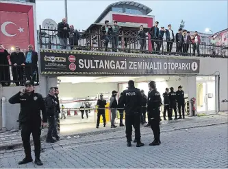  ?? MEHMET GUZEL THE ASSOCIATED PRESS ?? On Monday Turkish police secure an undergroun­d car park, where authoritie­s earlier found a vehicle belonging to the Saudi Consulate in Istanbul.