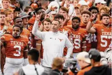  ?? Tim Warner/TNS ?? Coach Steve Sarkisian led Texas to an 8-4 record this year, just the second eight-win season for the Longhorns since 2013.