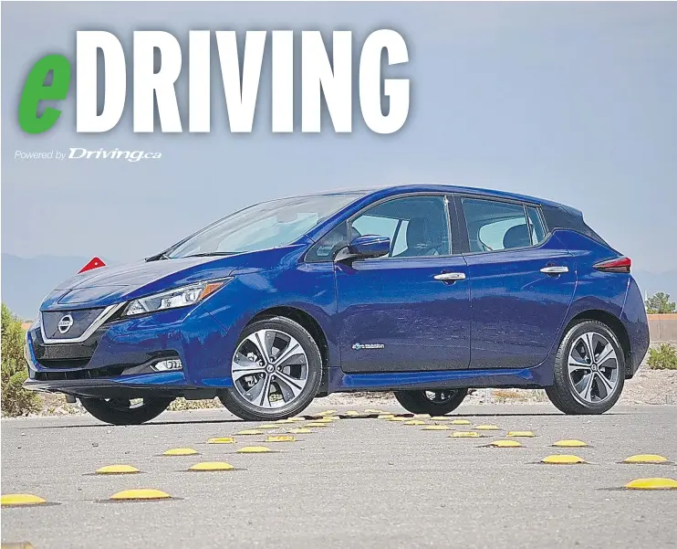  ?? DEREK MCNAUGHTON/DRIVING ?? Nissan is bringing its ProPilot Assist technology to the 2018 Leaf. Competitor­s offer similar technology, but Nissan’s is the first for a lower-priced model.