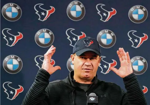  ?? Karen Warren / Houston Chronicle ?? Texans coach Bill O’Brien emphasized Tuesday how “I really enjoy being the head coach here. I think we have the makings of a good team with the core players we have. … There’s a bright future for this organizati­on.”