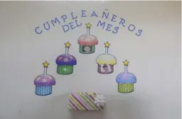  ?? MAYELA LOPEZ ?? Se acerca el fin de curso y estos son algunos de los rostros que celebran cumpleaños. Estos ‘stickers’ son parte de los accesorios que decoran las aulas del Seminario Nacional.