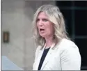 ?? The Canadian Press ?? Liberal MP Leona Alleslev is crossing the floor of the House of Commons to join the Opposition Conservati­ves.