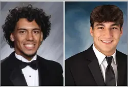  ?? ?? Hightstown’s Yasin Elhossieni, left, and Robbinsvil­le’s Sebastian Leigh, right, are both being recognized as top scholars at the annual DelVal Dinner.