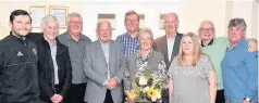  ??  ?? Teamwork Bobby and wife Kathryn with special guests and members of the AUFA Football Memories Group