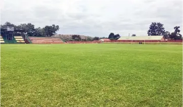  ?? ?? The current state of the pitch at Simba Bhora’s Wadzanai Stadium in Shamva