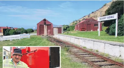  ?? PHOTOS: HAMISH MACLEAN ?? Steaming on . . . Oamaru Steam and Rail general manager Harry Andrew (at left) says he has to upgrade the society’s Quarry Siding station to bring 300 Dunedin Railway passengers on the society’s Oamaru Harbour network out to the Oamaru Blue Penguin Colony this winter.