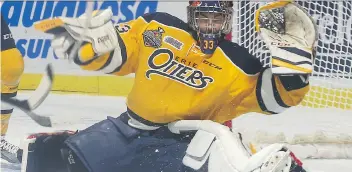  ?? DAN JANISSE ?? The Erie Otters will need improved play from goaltender Troy Timpano if they are to advance past the Saint John Sea Dogs on Friday night to reach the Memorial Cup final, where the Windsor Spitfires await.