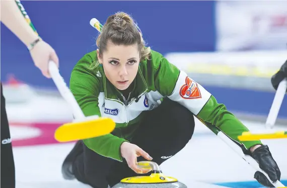  ?? ANDREW VAUGHAN/THE CANADIAN PRESS ?? Saskatchew­an skip Robyn Silvernagl­e is scheduled to open next week’s Masters on Wednesday in North Bay, Ont.