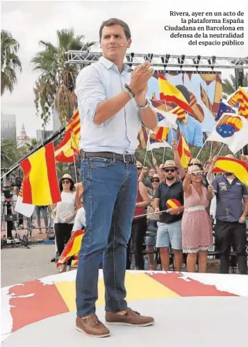  ?? EFE ?? Rivera, ayer en un acto de la plataforma España Ciudadana en Barcelona en defensa de la neutralida­d del espacio público