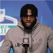  ?? Michael Conroy/Associated Press ?? Alabama linebacker Will Anderson speaks during a press conference at the NFL scouting combine in Indianapol­is on Wednesday.