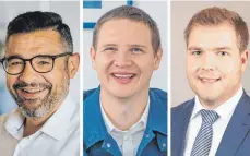  ?? FOTOS: PRIVAT ?? Wollen ins Munderking­er Rathaus einziehen: (v. l.) Hafiz Kavgaci, Moritz Heinzmann und Thomas Schelkle.