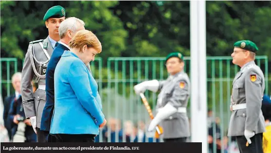  ?? EFE ?? La gobernante, durante un acto con el presidente de Finlandia.