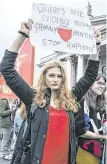  ??  ?? March: Aine O’Gorman from Tipperary protests in O’Connell Street, Dublin