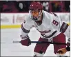  ?? COURTESY PHOTO ?? Forward John Leonard, seen here playing for UMass-Amherst in 2019, is hoping to make the Sharks roster.