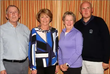  ??  ?? Matchplay winners Ken Maher, Dorcas Maher, Eileen Brosnan and Michael Brosnan at a recent presentati­on in Rosslare.