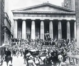  ??  ?? Crowds at the Stock Exchange during the 1929 Wall Street crash