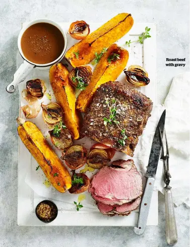  ??  ?? Roast beef with gravy