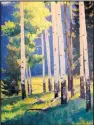  ??  ?? “Aspen Summer” by David Schwindt is a stunning example of the artist’s renewed vision and more relaxed painting style.