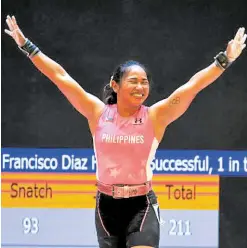  ?? —AFP ?? The success of Hidilyn Diaz has opened doors for other future stars and for the chief of the country’s weightlift­ing federation.