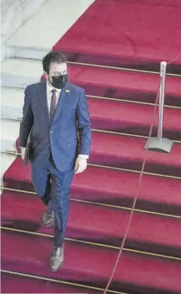  ?? Ferran Nadeu ?? Pere Aragonès, divendres passat al Parlament, durant la jornada de sessió d’investidur­a en la qual no va sortir proclamat.